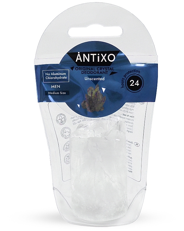 Bezzapachowy dezodorant mineralny dla mężczyzn - Antixo Crystal Deodorant Unscented For Man — Zdjęcie N1