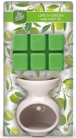 Zestaw do aromaterapii z woskiem i kominkiem Limonka i imbir - Pan Aroma Wax Melt Burner Kit Lime & Ginger — Zdjęcie N1