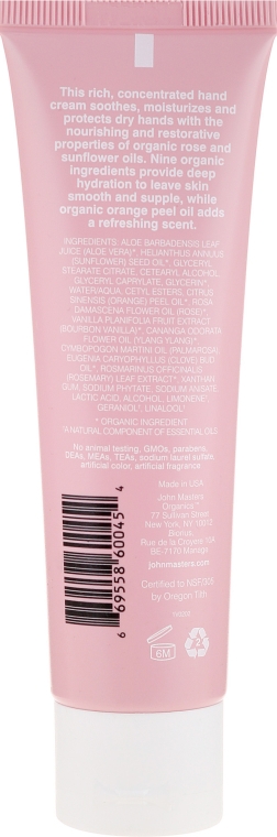 Krem do rąk Pomarańcza i róża - John Masters Organics Orange & Rose Hand Cream — Zdjęcie N2