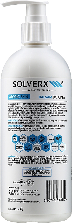 Balsam do ciała do skóry atopowej - Solverx Atopic Skin Body Balm — Zdjęcie N4