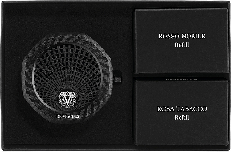 Zestaw - Dr. Vranjes Carparfum Rosso Nobile & Rosa Tobacco (carparfum + refill/2pcs) — Zdjęcie N1