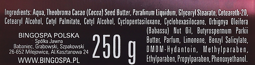 Masło kakaowe z brzoskwinią i olejem babassu do ciała - BingoSpa Cocoa Butter With Peach And Babassu Oil Body — Zdjęcie N3