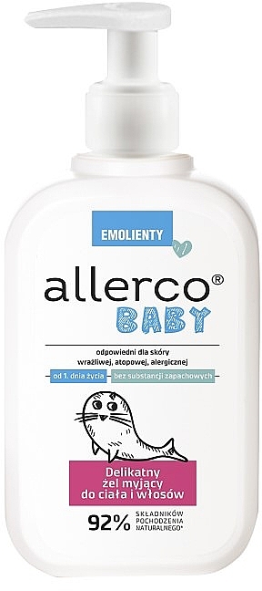 Delikatny żel myjący do ciała i włosów od pierwszych dni życia - Allerco Baby Emolienty — Zdjęcie N1