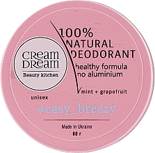 Naturalny dezodorant z olejkami eterycznymi z mięty i grejpfruta - Cream Dream beauty kitchen Cream Dream Easy Breeze 100% Natural Deodorant — Zdjęcie N1