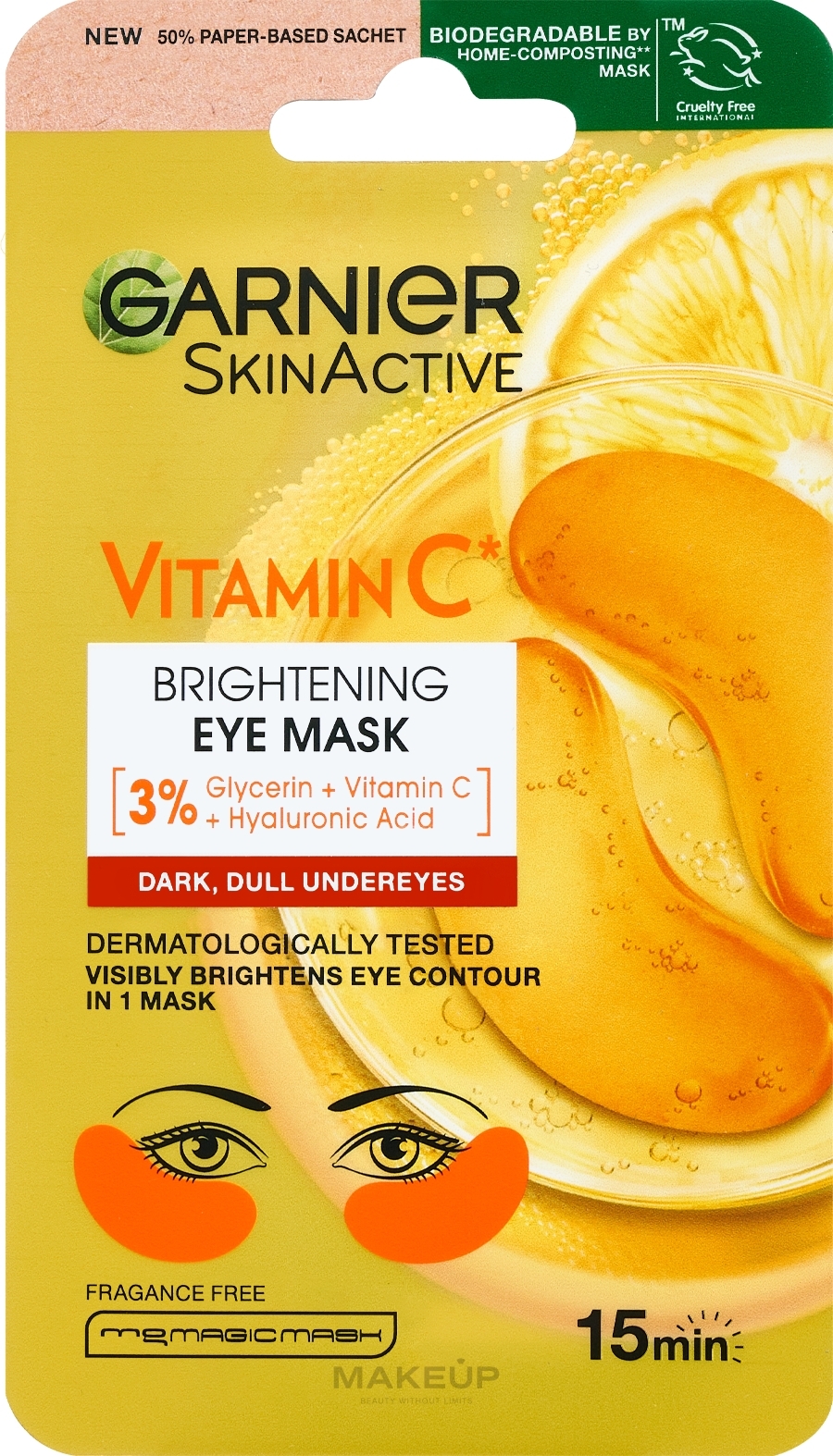 Rozświetlające płatki pod oczy - Garnier SkinActive Vitamin C Brightening Eye Mask — Zdjęcie 5 g