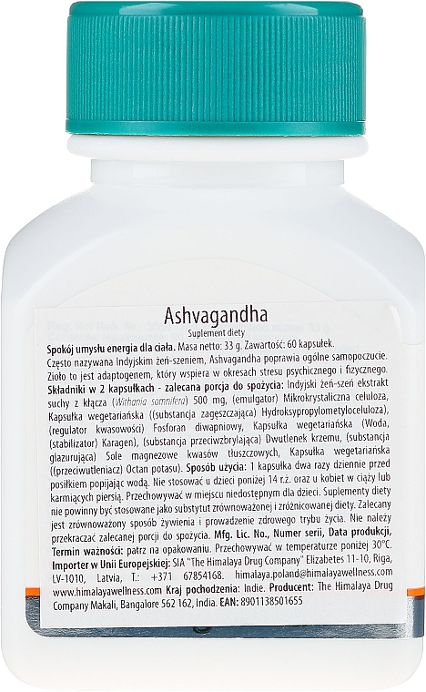 Suplement diety Ashva-gandha - Himalaya Herbals Ashvagandha  — Zdjęcie N2