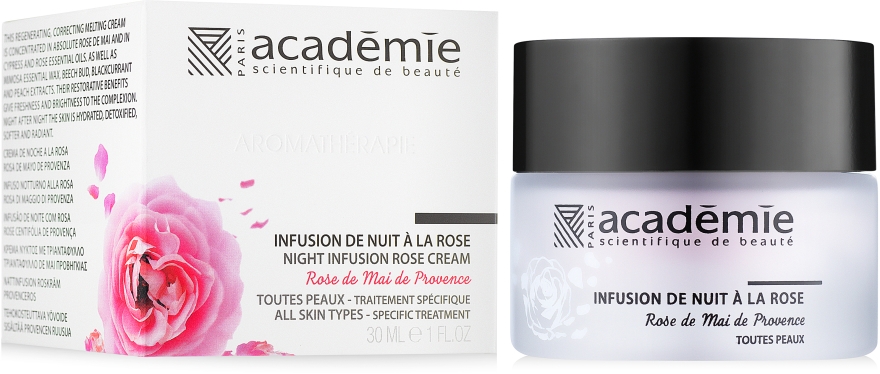 Różany krem regenerujący na noc - Académie Night Infusion Rose Cream