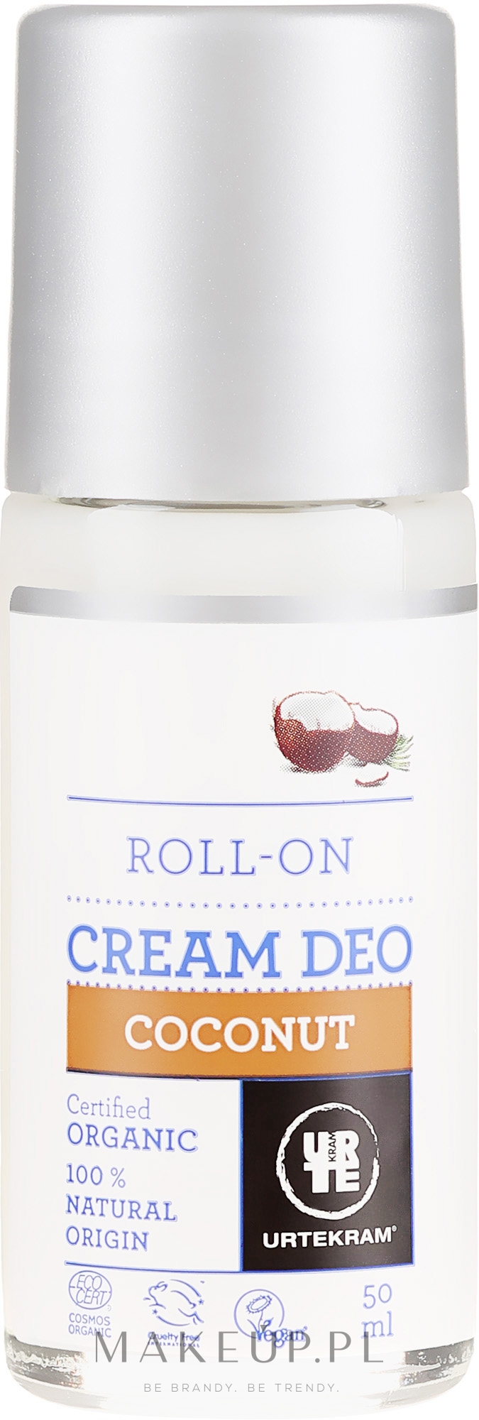 Organiczny kremowy dezodorant w kulce Kokos - Urtekram Coconut Cream Deodorant Roll-On — Zdjęcie 50 ml