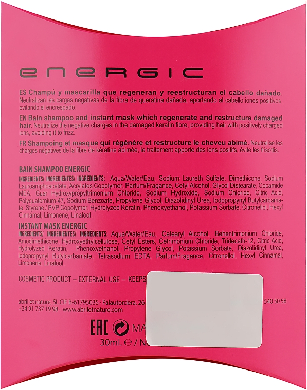 Zestaw - Abril Et Nature Energic (shampoo/30ml + mask/30ml) — Zdjęcie N3