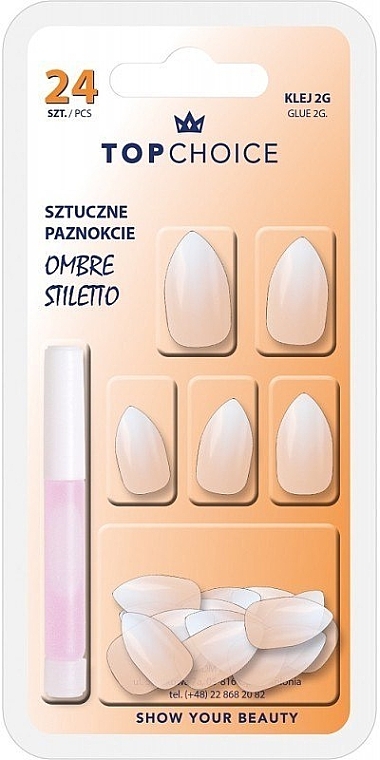 Sztuczne paznokcie Ombre Stiletto Mat, 78187 - Top Choice — Zdjęcie N1