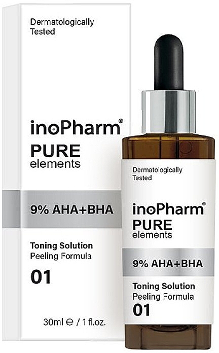 Peeling złuszczający do twarzy z 9 % kwasami AHA i BHA - InoPharm Pure Elements 9% AHA+BHA Peeling — Zdjęcie N1