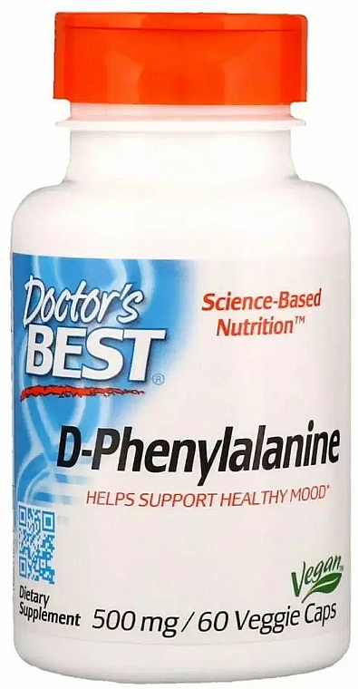 D-fenyloalanina, 500 mg - Doctor's Best D-Phenylalanine — Zdjęcie N1