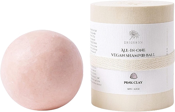 Szampon w kostce Pink Clay - Erigeron All in One Vegan Shampoo Ball Pink Clay — Zdjęcie N1