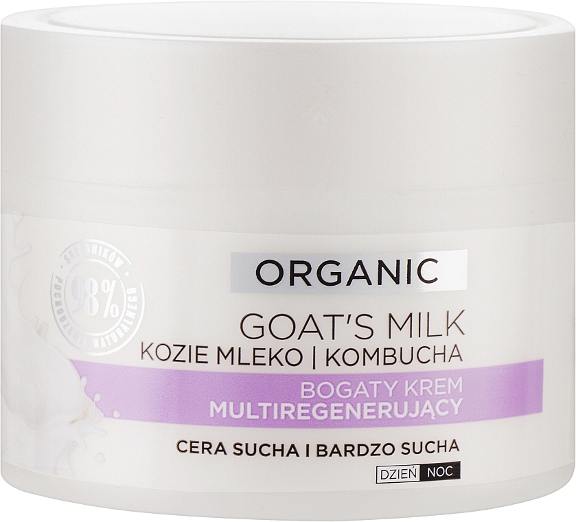 Bogaty krem multiregenerujący do cery suchej i bardzo suchej - Eveline Cosmetics Organic Goat`s Milk Rich Cream — Zdjęcie N1