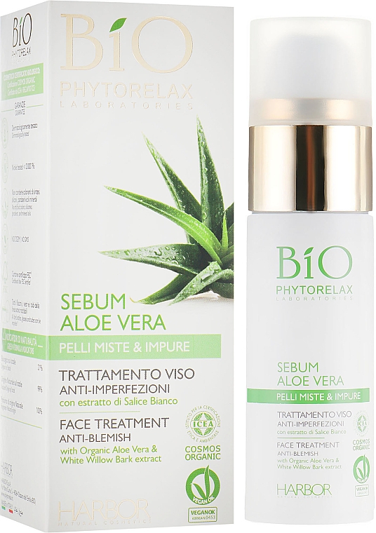 Nawilżające serum do twarzy - Phytorelax Laboratories Sebum Aloe Vera Anti-Blemish Face Treatment — Zdjęcie N1