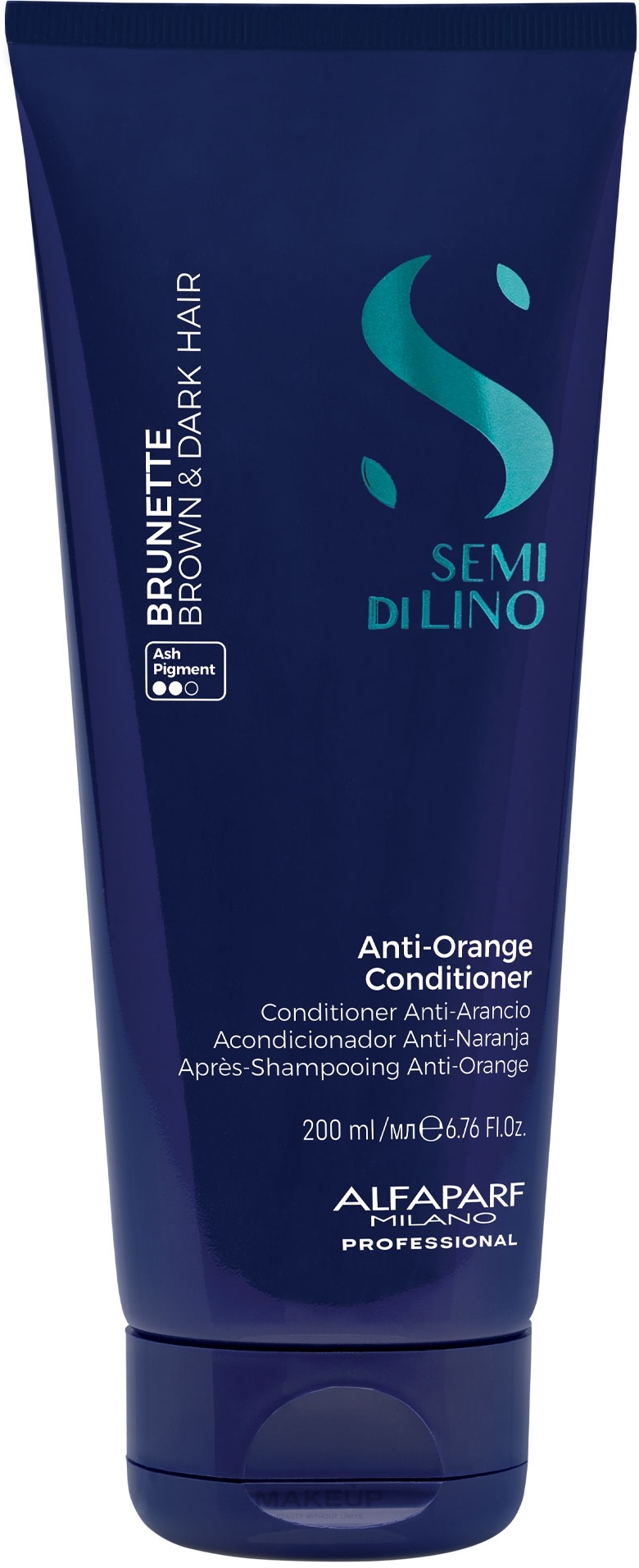 Odżywka redukująca pomarańczowe odcienie do włosów brązowych - AlfaParf Milano Semi Di Lino Brunette Anti-Orange Conditioner — Zdjęcie 200 ml
