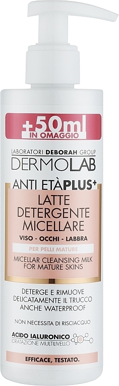 Micelarne mleczko przeciwstarzeniowe 60+ do twarzy - Deborah Dermolab Micellar Milk — Zdjęcie N1