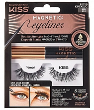 Sztuczne rzęsy na pasku magnetycznym - Kiss Magnetic Eyeliner & Lash Kit KMEK02 Tempt — Zdjęcie N1