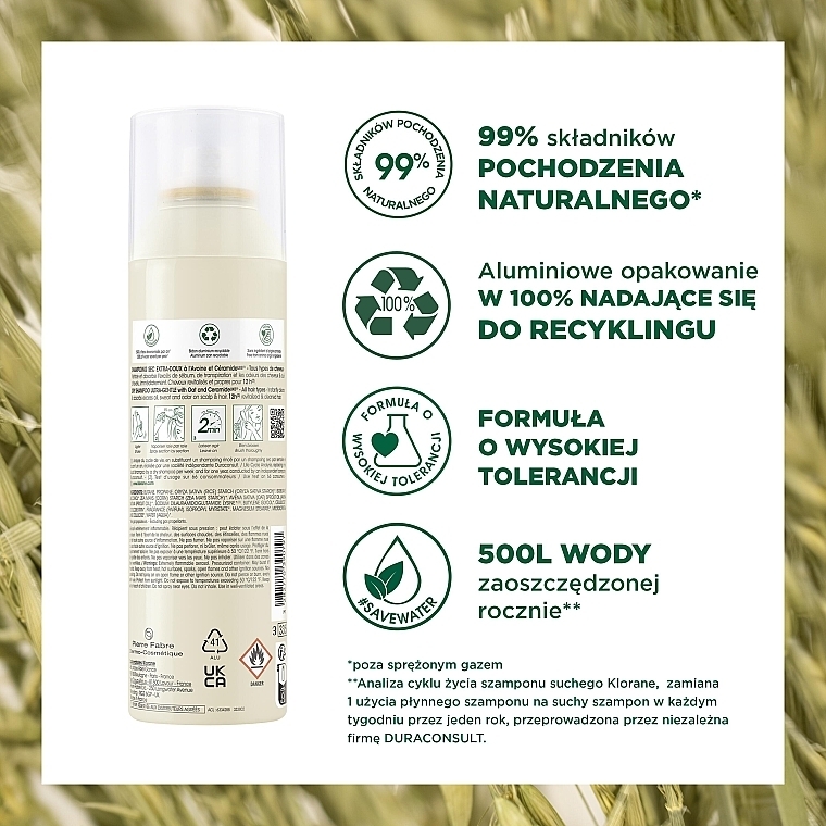 Suchy szampon z płatkami owsianymi i ceramidami - Klorane Dry Shampoo Ultra-Gentle With Oat&Ceramide  — Zdjęcie N4