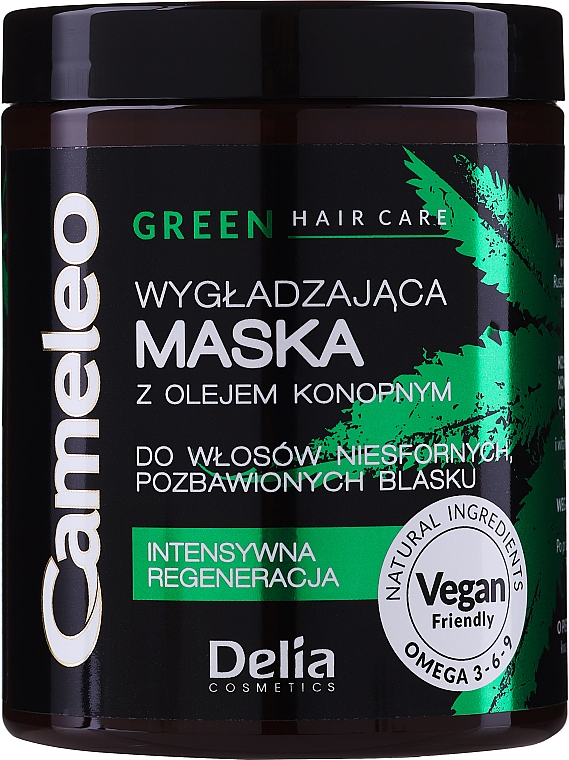 Wygładzająca maska z olejem konopnym do włosów - Delia Cosmetics Cameleo Green Mask