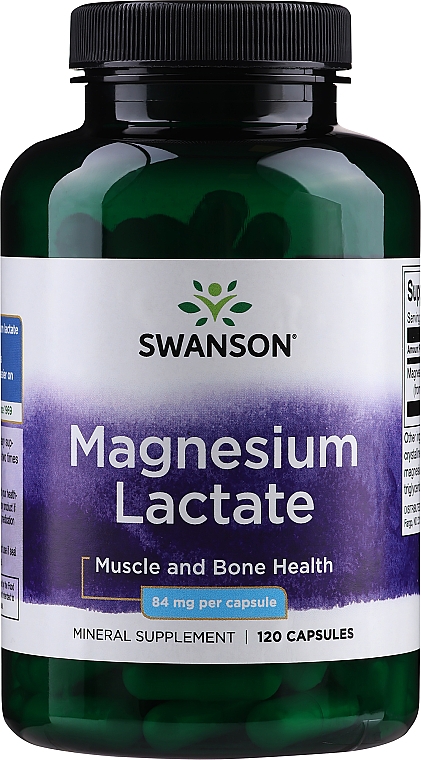 Suplement diety Mleczan magnezu, 84 mg, 120 szt. - Swanson Magnesium Lactate — Zdjęcie N1