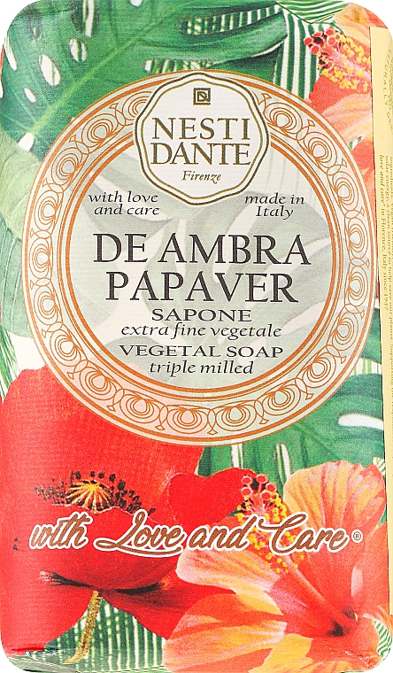 Roślinne mydło w kostce Ambra i czerwony mak - Nesti Dante — Zdjęcie N1