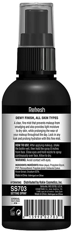 Rozświetlający utrwalacz do makijażu - Kokie Professional Refresh Setting Spray Refresh Dewy — Zdjęcie N2