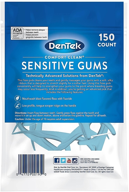 Wykałaczki z nicią dentystyczną, 150 szt. - DenTek Comfort Clean — Zdjęcie N2