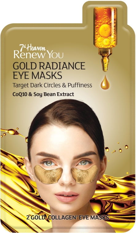 Kolagenowe złote płatki pod oczy Koenzym Q10 i ekstrakt z soi - 7th Heaven Renew You Gold Radiance Eye Masks — Zdjęcie N1