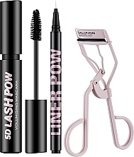 Zestaw - Makeup Revolution Lash Pow Eye Duo Gift Set (eyelash curler/1pc + mascara/12.2ml + eyeliner/3ml) — Zdjęcie N2