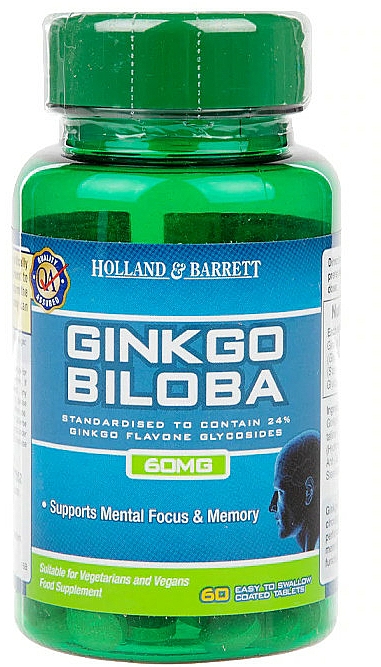 Suplement diety Ginkgo Biloba - Holland & Barrett Ginkgo Biloba 60mg — Zdjęcie N1
