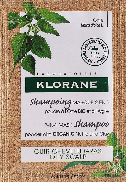 Szampon-maska do włosów 2 w 1 z ekstraktem z pokrzywy - Klorane 2-in-1 Mask Shampoo Powder with Nettle and Clay — Zdjęcie N1