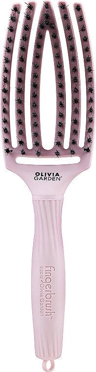 Zakrzywiona szczotka do włosów, pastelowy róż - Olivia Garden Fingerbrush Bloom Edelweiss — Zdjęcie N1