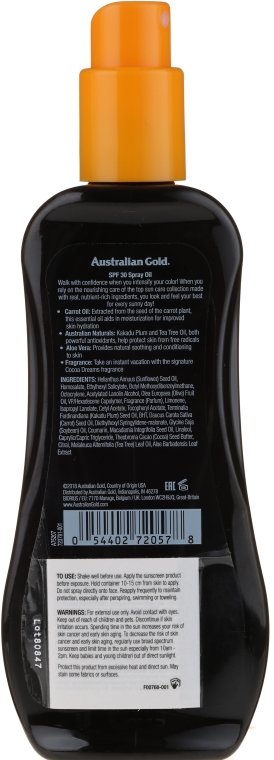 Przeciwsłoneczny spray nawilżający SPF 30 - Australian Gold Spray Oil Hydrating Formula SPF30 — Zdjęcie N2