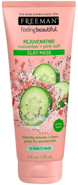 Odmładzająca maska glinkowa do twarzy Ogórek i różowa sól - Freeman Feeling Beautiful Rejuvenating Cucumber + Pink Salt Clay Mask — Zdjęcie N1