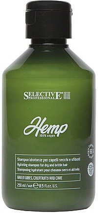 Szampon nawilżający do włosów suchych i łamliwych - Selective Professional Hemp Vegan Hydrating Shampoo — Zdjęcie N1