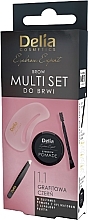 Multi zestaw do brwi - Delia Cosmetics Multi Set (eyebrow pomade 1 g + eyebrow tweezers 1 pc + eyebrow stencils 3 pcs) — Zdjęcie N2