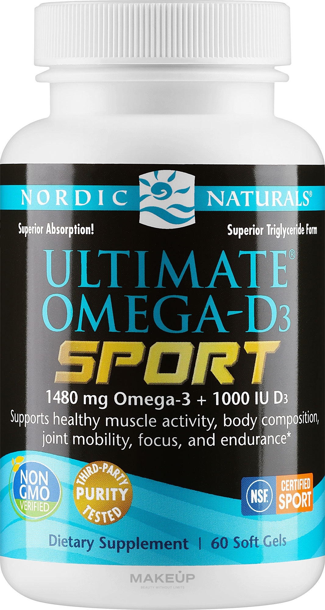 Suplement diety Omega-D3 Sport, 1480 mg - Nordic Naturals Ultimate Omega-D3 Sport — Zdjęcie 60 szt.
