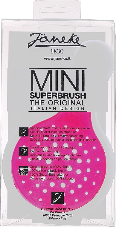 Silikonowa szczotka do włosów Mini Superbrush, różowa - Janeke — Zdjęcie N2