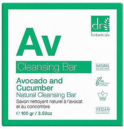 Mydło - Dr Botanicals Avocado y Cucumber Natural Cleansing Bar — Zdjęcie N1