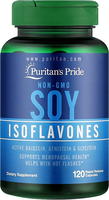 Suplement diety Izoflawony sojowe, 750 mg - Puritan's Pride Non-GMO Soy Isoflavones 750 mg — Zdjęcie N1