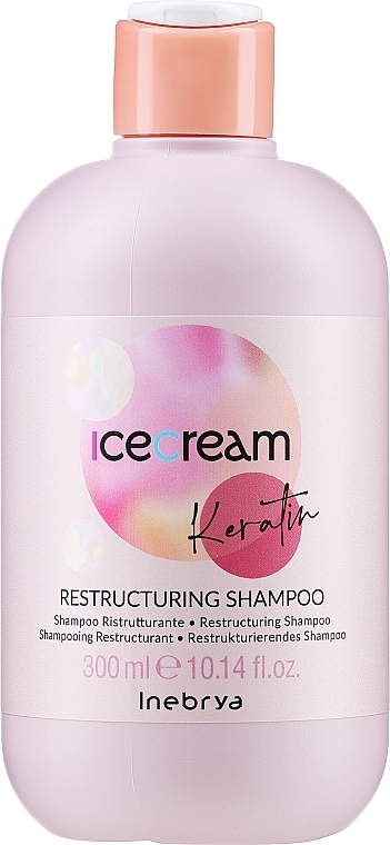 Naprawczy szampon keratynowy do włosów - Inebrya Ice Cream Keratin Restructuring Shampoo 