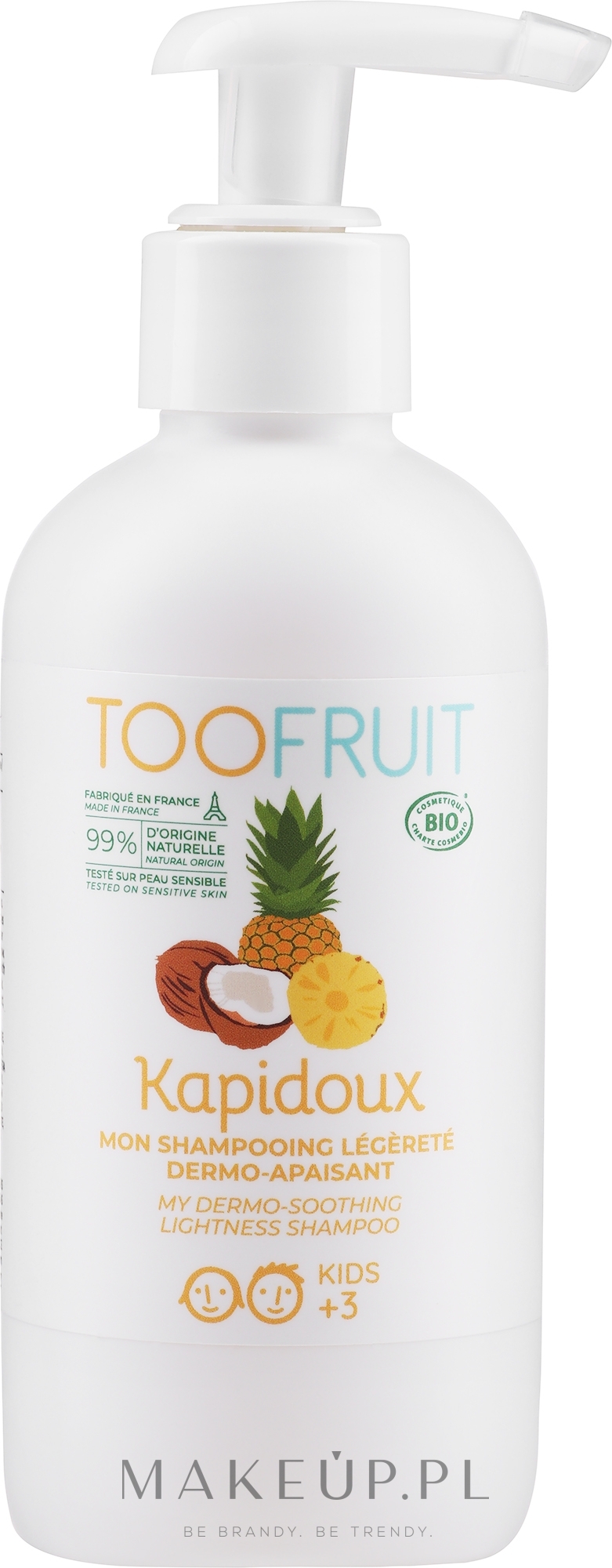 Nawilżający szampon do włosów Ananas i kokos - TOOFRUIT Kapidoux Dermo-Soothing Shampoo — Zdjęcie 200 ml