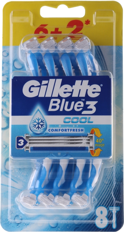 Jednorazowe maszynki do golenia (6 + 2 szt.) - Gillette Blue 3 Cool  — Zdjęcie N2