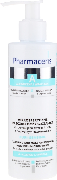 Mikrosferyczne mleczko oczyszczające do demakijażu twarzy i oczu - Pharmaceris A Puri-Sensimil — Zdjęcie N1