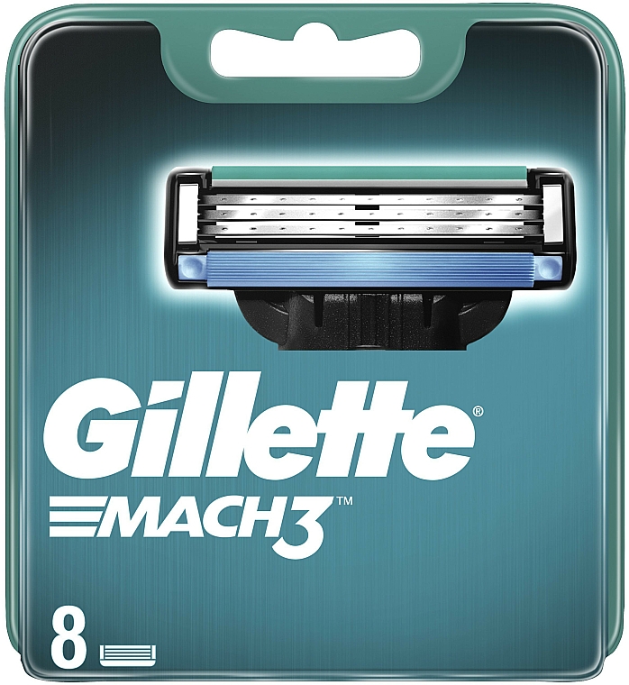 Wymienne wkłady do golenia z paskiem nawilżającym, 8 szt. - Gillette Mach3 — Zdjęcie N2