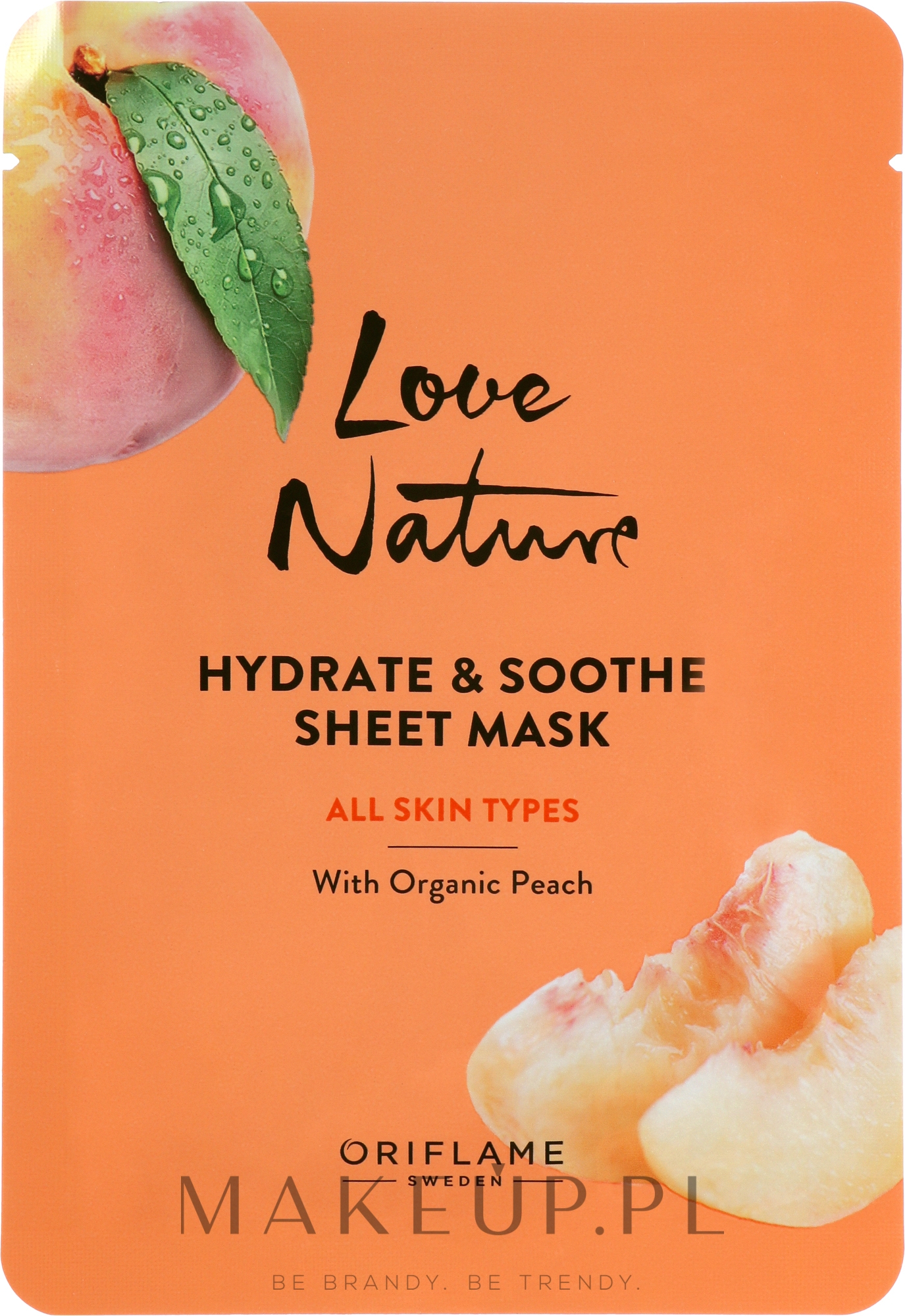 Wygładzająca maska ​​w płachcie z ekstraktem brzoskwiniowym - Oriflame Love Nature Hydrate & Soothe Sheet Mask — Zdjęcie 24 ml