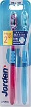 Kup Szczoteczka do zębów średnio twarda, różowa + niebieska - Jordan Target Teeth Toothbrush