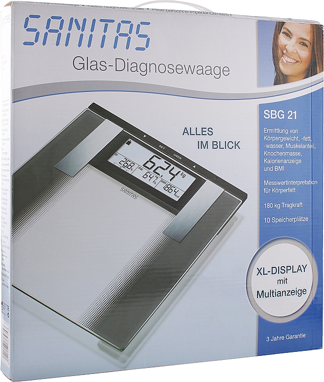 Waga inteligentna, SBG 21, szara - Sanitas Smart Bathroom Scales — Zdjęcie N2
