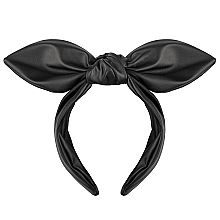 Opaska do włosów, czarna Chic Bow - MAKEUP Hair Hoop Band Leather Black — Zdjęcie N1